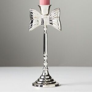 Silver Plated Bow‎ Taper Candle holder benedita